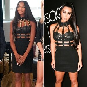 Fashion Nova Black and Gold Kimberly Bandage Dress